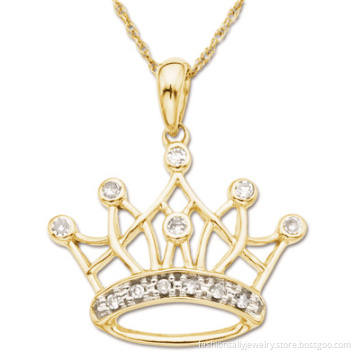 Europe Style Classic 925 Sterling Silver Crown Pendant with AAA CZ